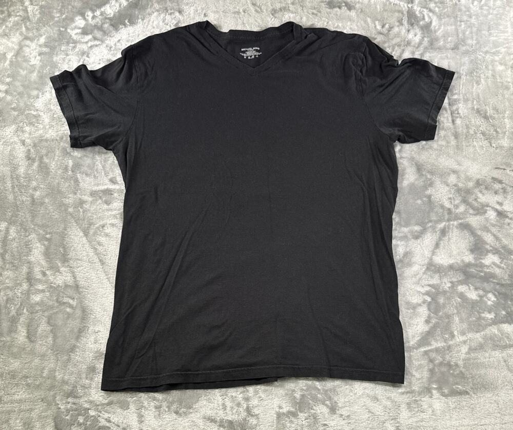Michael Kors Mens XL Black V-Neck T-Shirt Short Sleeve Cotton Modal Soft Tee